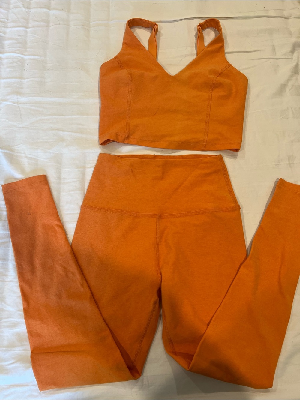 Beyond Yoga Orange Matching Top & Leggings Set